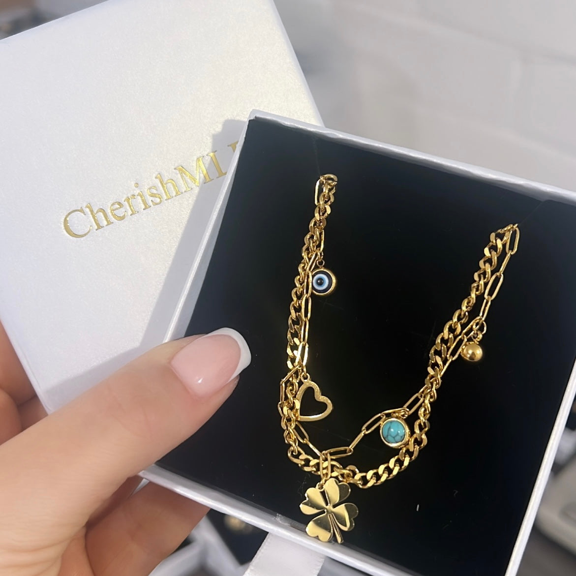 Lucky Charm Double Chain Bracelet
